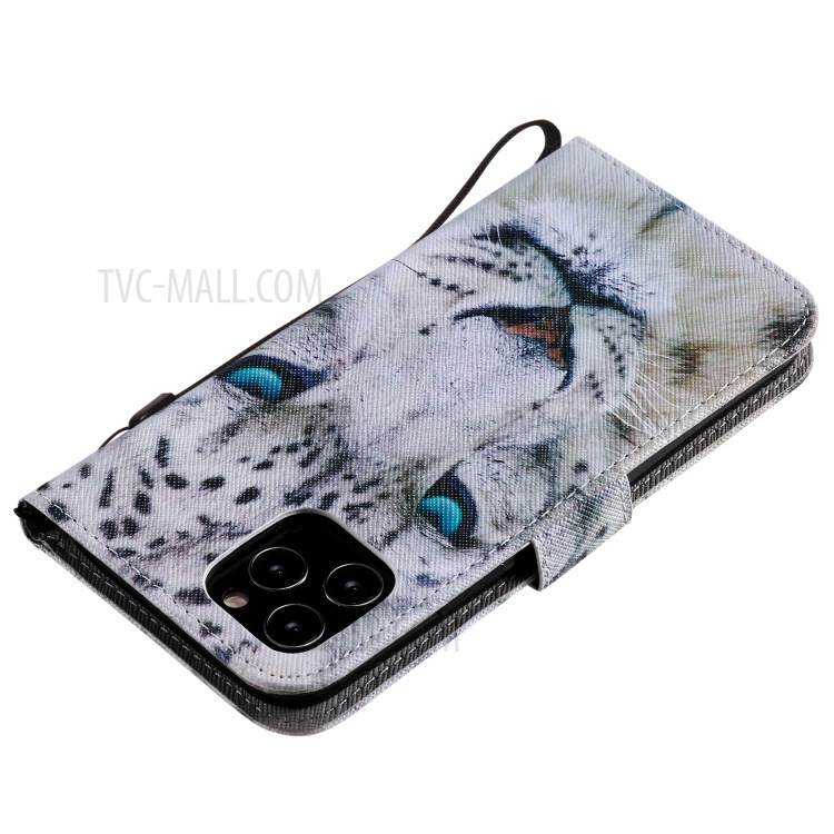 Patterned Leather Protective Case with Wallet Stand for iPhone 12/12 Pro - Tiger-6