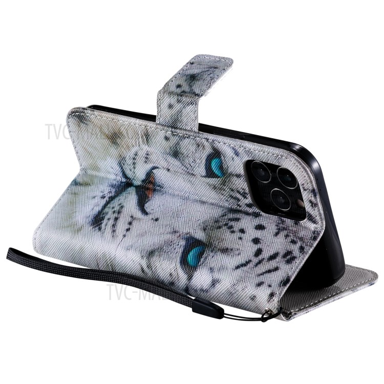 Patterned Leather Protective Case with Wallet Stand for iPhone 12/12 Pro - Tiger-7