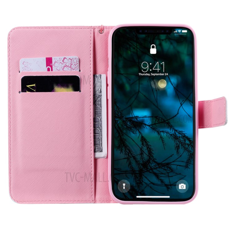 Patterned Leather Protective Case with Wallet Stand for iPhone 12 Pro Max - Cat-4