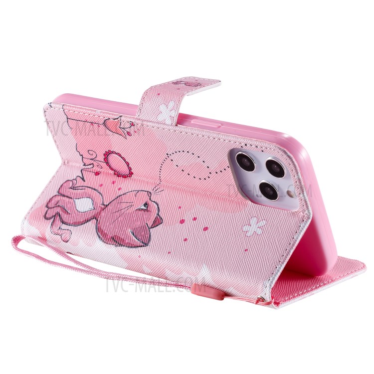 Patterned Leather Protective Case with Wallet Stand for iPhone 12 Pro Max - Cat-5