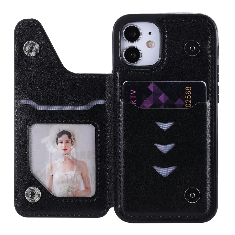 Imprint Cats Pattern Leather Coated TPU Phone Case for iPhone 12 Mini - Black-6