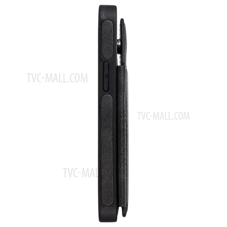 Shockproof Leather Coated TPU Phone Protective Shell with Card Slots for iPhone 12 Mini - Black-12