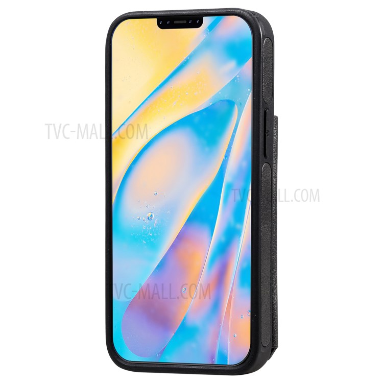 Shockproof Leather Coated TPU Phone Protective Shell with Card Slots for iPhone 12 Mini - Black-6
