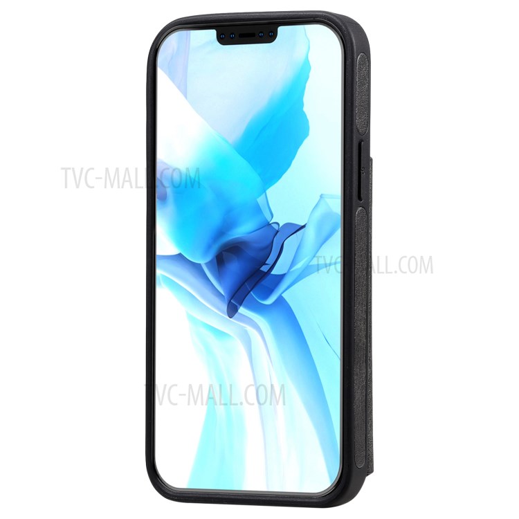 Shockproof Leather Coated TPU Case with Kickstand for iPhone 12/12 Pro - Black-6