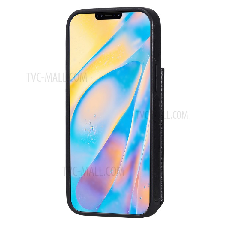 Imprint Butterfly Shockproof Leather Coated TPU Phone Protective Shell for iPhone 12 Mini - Black-5