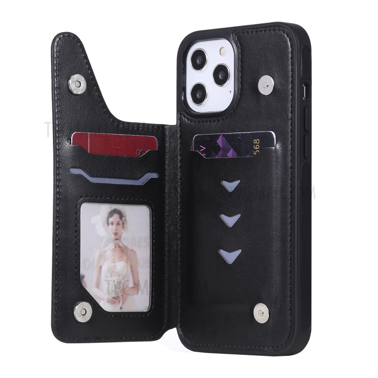 Butterfly Imprint Leather Coated TPU Phone Shell for iPhone 12 Pro Max Case Shockproof - Black-6