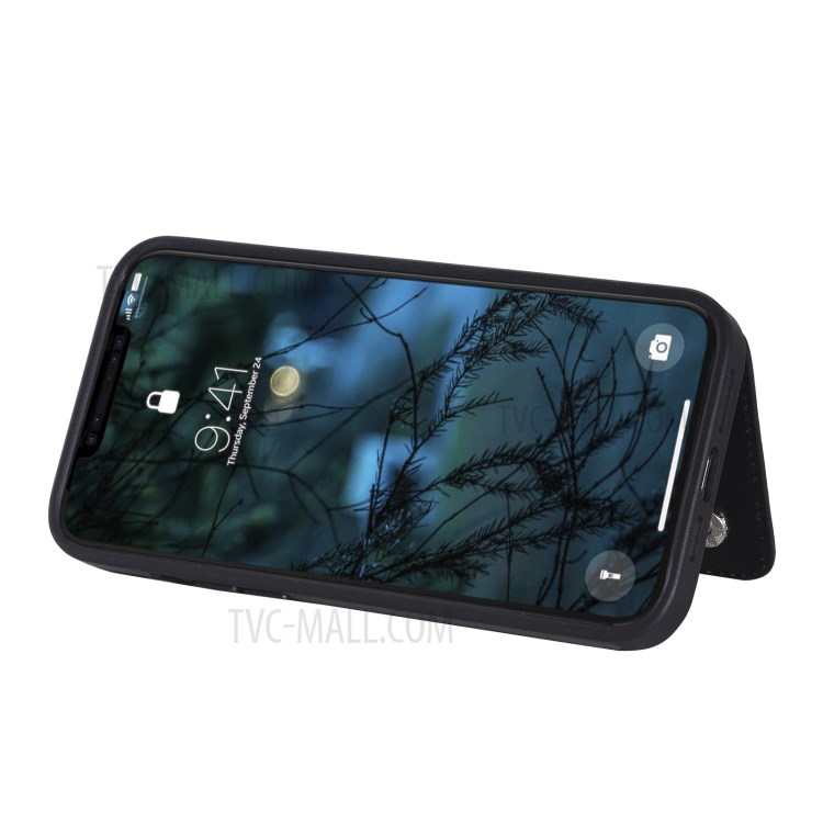 Butterfly Imprint Leather Coated TPU Phone Shell for iPhone 12 Pro Max Case Shockproof - Black-7