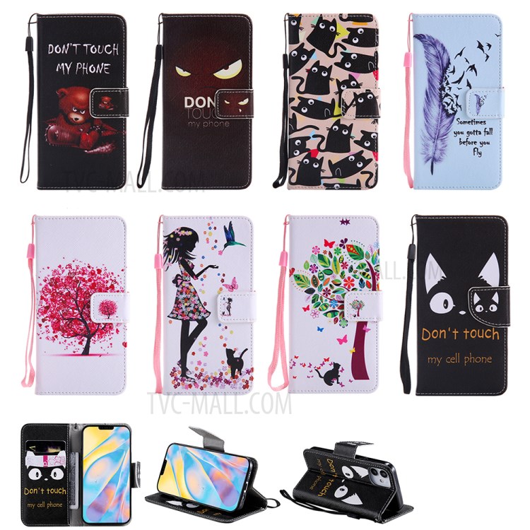 Patterned Wallet Stand Leather Case for iPhone 12 mini Shell - Cartoon Owl-9