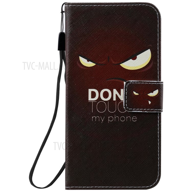 Patterned Wallet Stand Leather Case for iPhone 12/12 Pro Phone Shell - Angry Face-2
