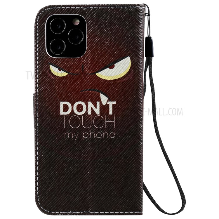 Patterned Wallet Stand Leather Case for iPhone 12/12 Pro Phone Shell - Angry Face-3