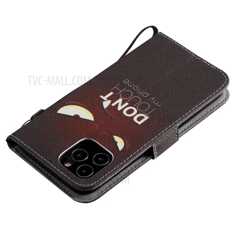 Patterned Wallet Stand Leather Case for iPhone 12/12 Pro Phone Shell - Angry Face-6