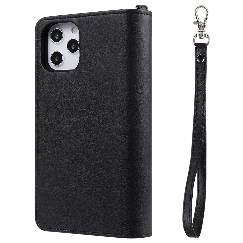 Detachable 2 in 1 Leather Phone Case with Zippered Wallet for iPhone 12 Pro Max - Black-5