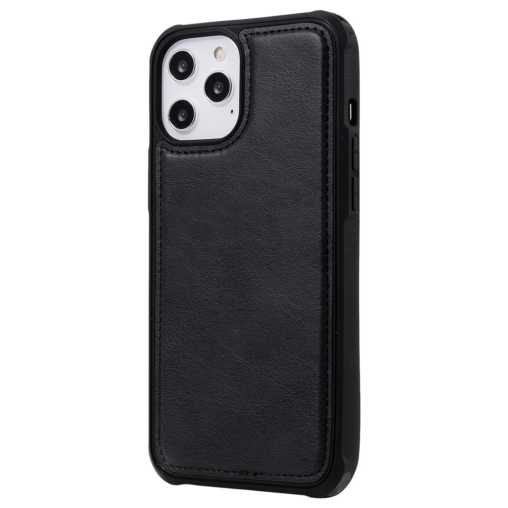 KT Multifuncional Série-4 Destacável 2 em 1 Capa de Couro Com Carteira Com Zíper Para Iphone 12 Pro Max - Preto