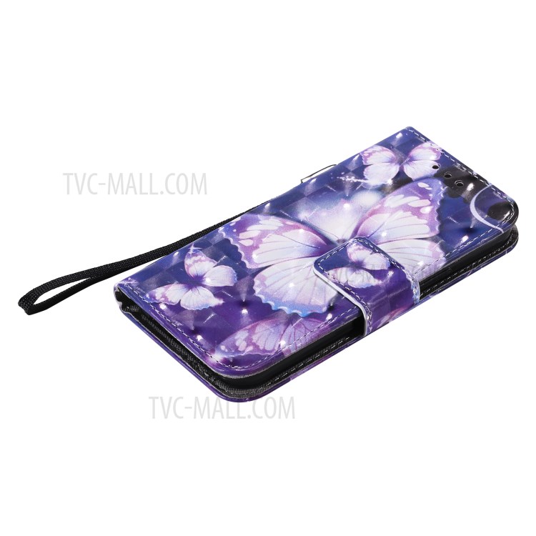 Light Spot Decor Patterned Wallet Stand Leather Shell for iPhone 12 Mini - Beautiful Butterfly-6