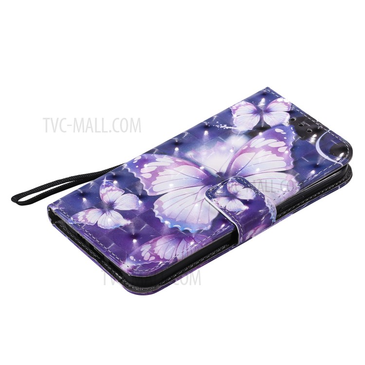 Light Spot Decor Pattern Printing Wallet Stand Leather Shell for iPhone 12 Pro / iPhone 12 - Beautiful Butterfly-5