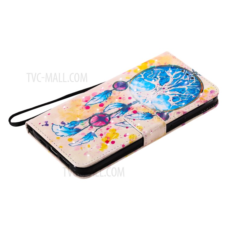 Light Spot Decor Pattern Printing Wallet Stand Leather Shell for iPhone 12 Pro Max with Lanyard - Dream Catcher-5