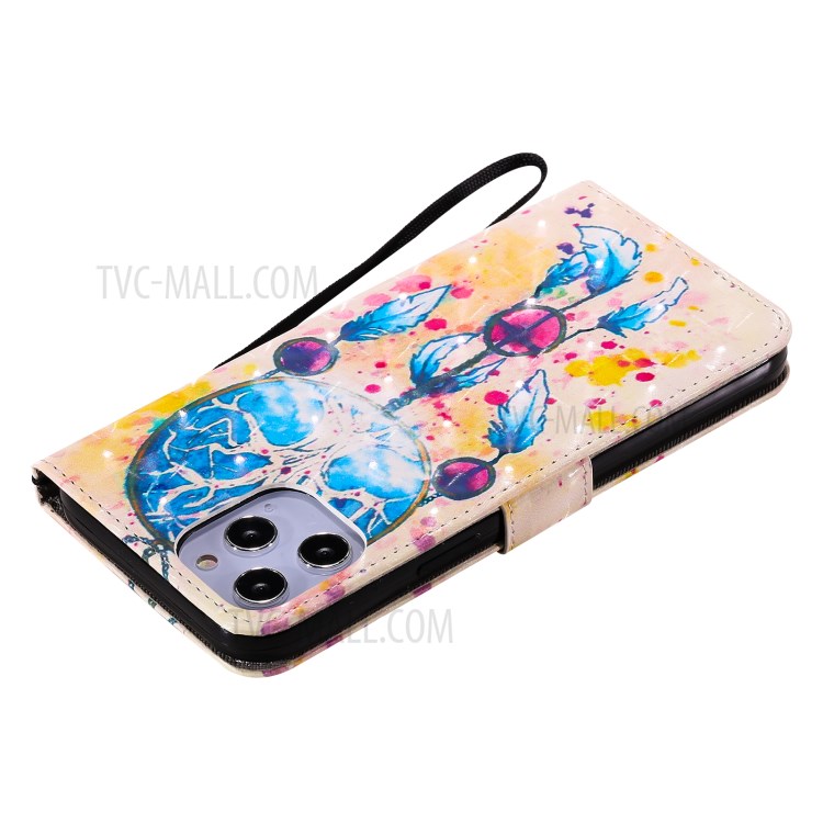 Light Spot Decor Pattern Printing Wallet Stand Leather Shell for iPhone 12 Pro Max with Lanyard - Dream Catcher-6