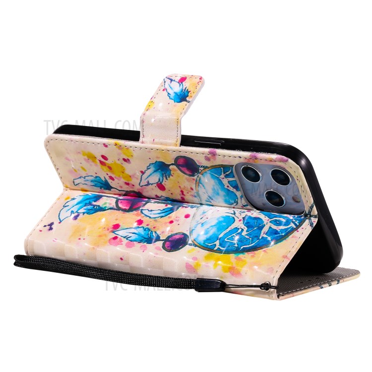 Light Spot Decor Pattern Printing Wallet Stand Leather Shell for iPhone 12 Pro Max with Lanyard - Dream Catcher-7