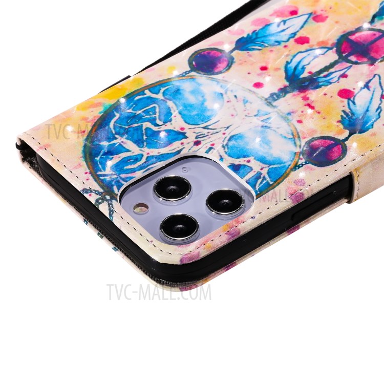 Light Spot Decor Pattern Printing Wallet Stand Leather Shell for iPhone 12 Pro Max with Lanyard - Dream Catcher-8