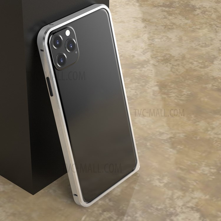 LOVEMEI Metal Frame Hippocampal Buckle Bumper Case for iPhone 11 Pro - Silver-1
