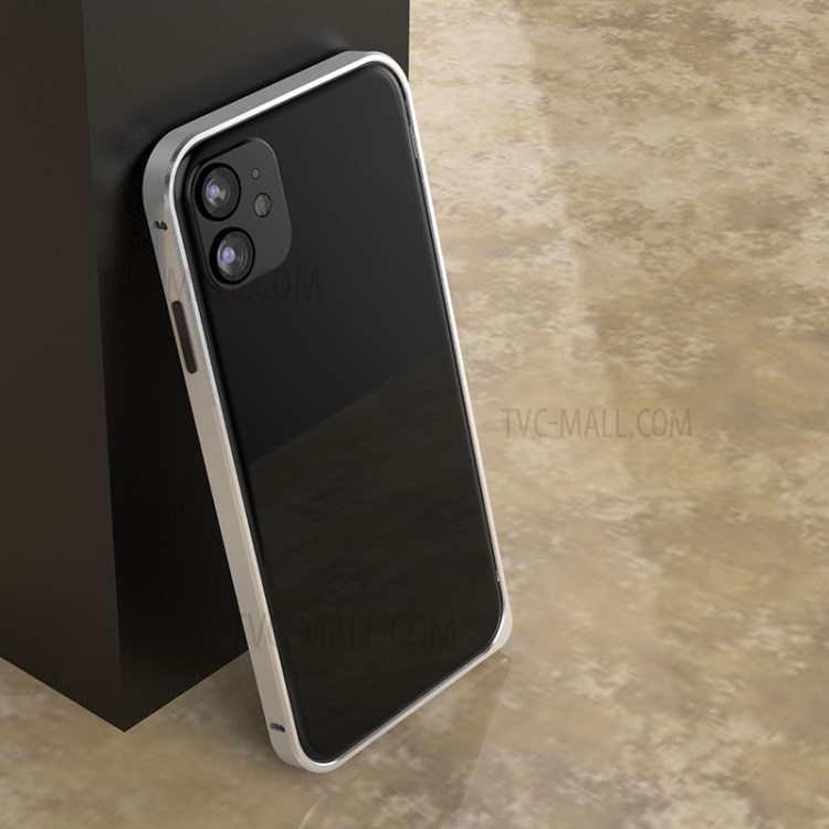 LOVEMEI Metal Frame Bumper Case with Hippocampal Buckle for iPhone 11 - Silver-1