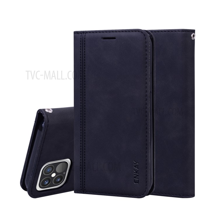 ENKAY ENK-PUC026 Business Style Auto -Absorbed Leather Phone Case with Card Holder and Stand for iPhone 12 Pro Max - Black-1