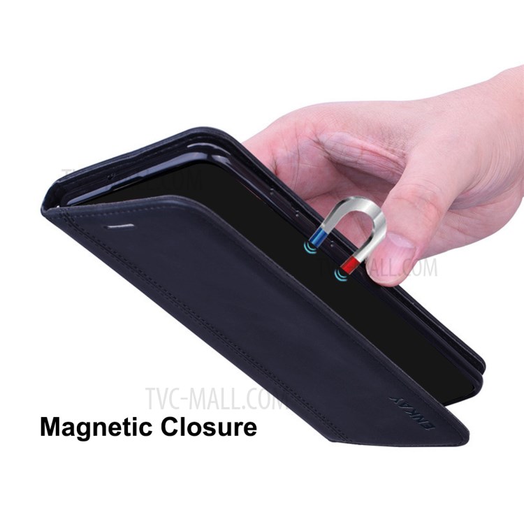 ENKAY ENK-PUC026 Business Style Auto -Absorbed Leather Phone Case with Card Holder and Stand for iPhone 12 Pro Max - Black-4