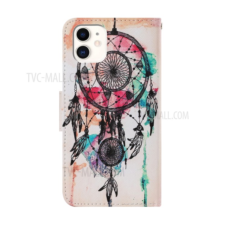 Pattern-Printing Leather Case with Wallet and Stand for iPhone 12 mini - Dreamcatcher-2