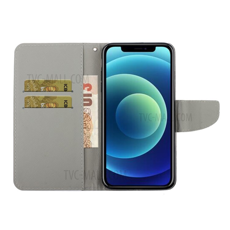 Pattern-Printing Leather Case with Wallet and Stand for iPhone 12 mini - Dreamcatcher-6