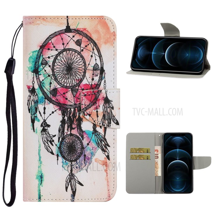 TPU + PU Leather Phone Cover Case with Pattern Printing for iPhone 12 Pro Max - Dreamcatcher-1