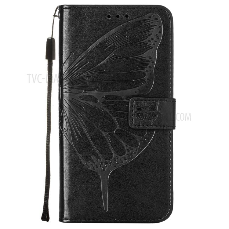 Imprint Butterfly Wallet Stand Leather Case for iPhone 12 Pro Max - Black-2