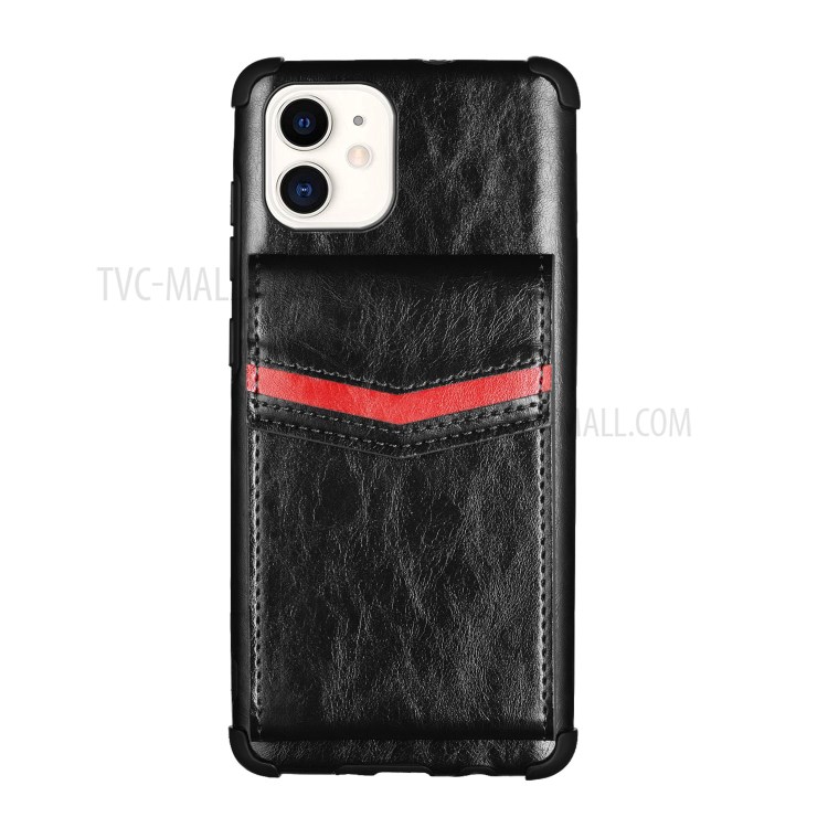 Shock-proof TPU Phone Case with Card Slots for iPhone 12 mini - Black-1