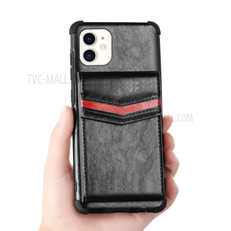 Shock-proof TPU Phone Case with Card Slots for iPhone 12 mini - Black-5
