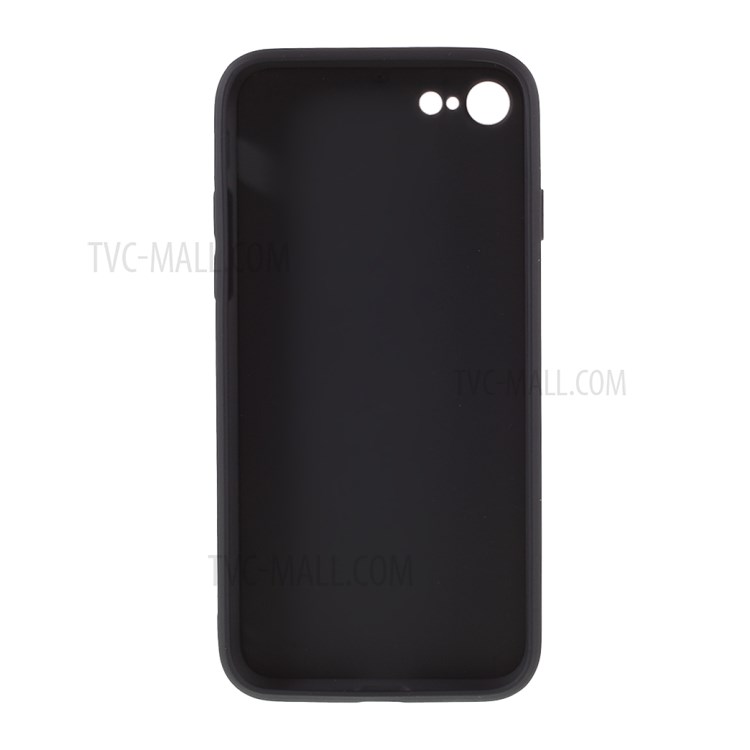 Tempered Glass Back Cover TPU Bumper Frame Hybrid Shell for iPhone 7/8/SE (2nd Generation) - Black-3