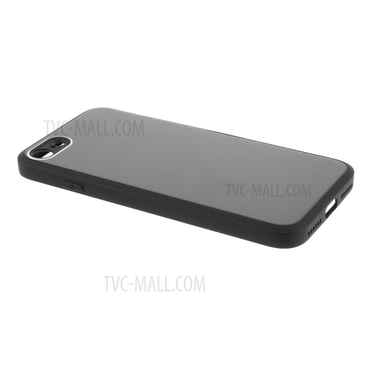Tempered Glass Back Cover TPU Bumper Frame Hybrid Shell for iPhone 7/8/SE (2nd Generation) - Black-4