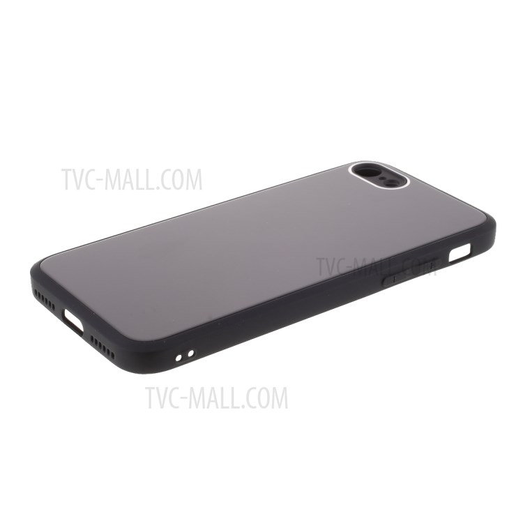 Tempered Glass Back Cover TPU Bumper Frame Hybrid Shell for iPhone 7/8/SE (2nd Generation) - Black-5