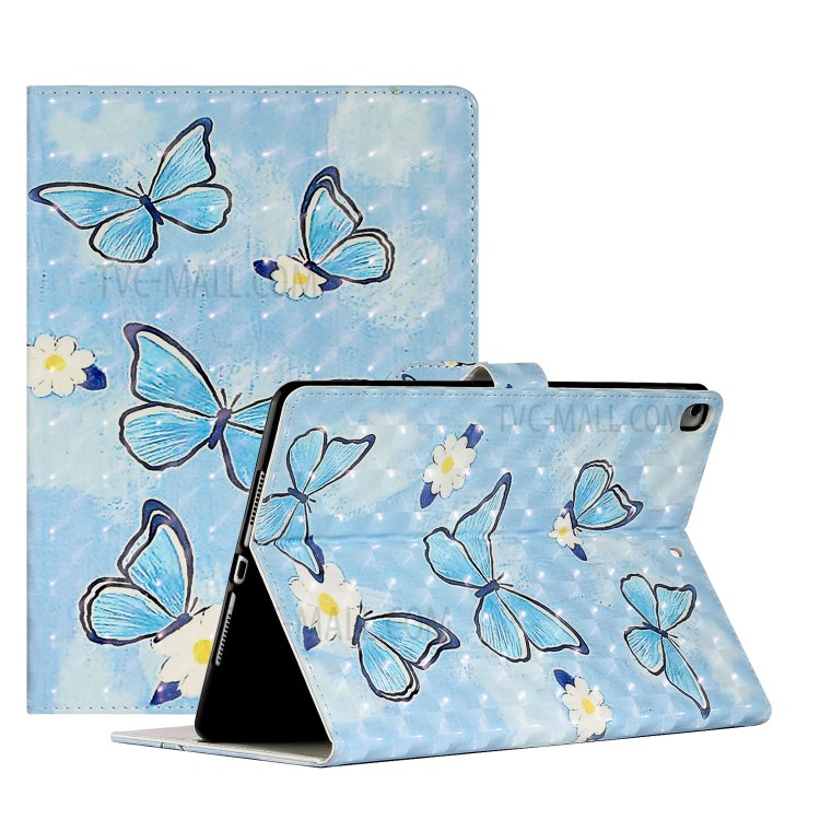 Pattern Printing Design PU Leather Tablet Stand Cover for iPad 9.7-inch (2017) / iPad 9.7-inch (2018) / iPad Air 2 / iPad Air (2013) - Blue Butterfly-1