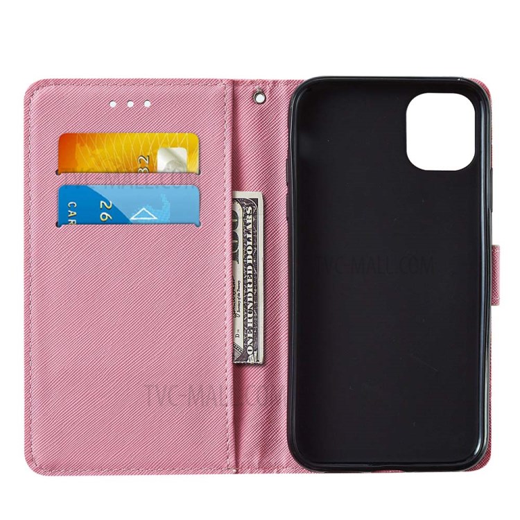 Pattern Printing Leather Phone Wallet Stand Cover Case for iPhone 12 mini - Red Butterfly-7