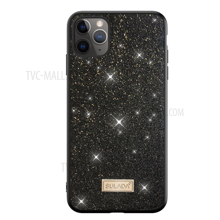 SULADA Dazzling Glittery Surface Leather TPU Protector Case for iPhone 12 mini Shell - Black-1