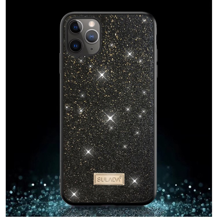 SULADA Dazzling Glittery Surface Leather TPU Protector Case for iPhone 12 mini Shell - Black-2