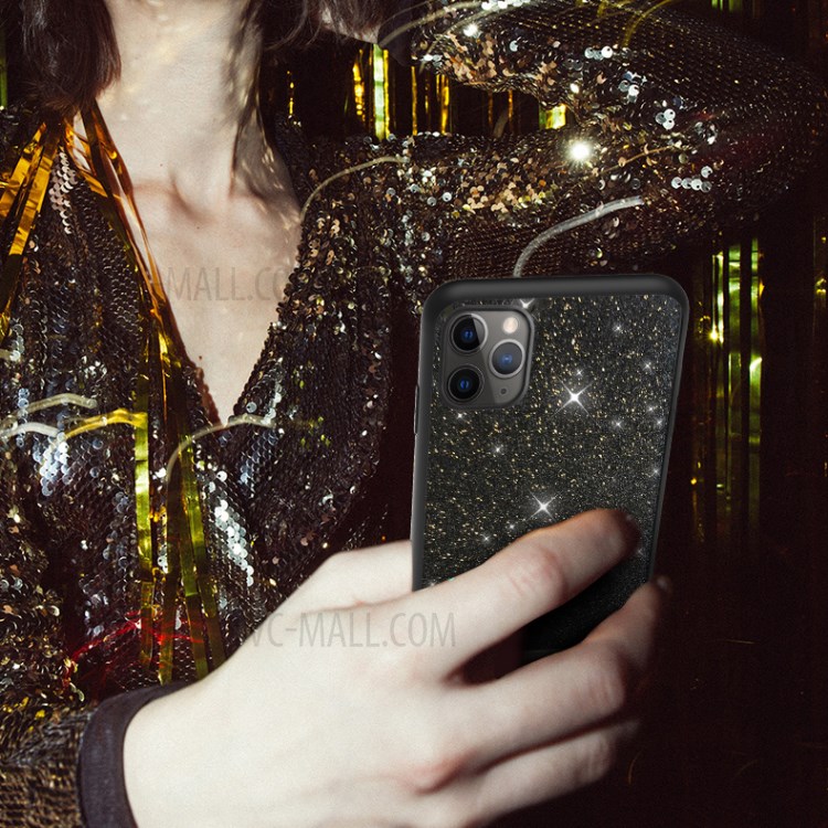 SULADA Dazzling Glittery Surface Leather TPU Protector Case for iPhone 12 mini Shell - Black-3