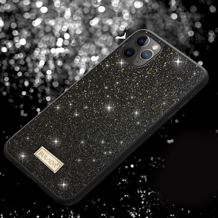 SULADA Dazzling Glittery Surface Leather TPU Protector Case for iPhone 12 mini Shell - Black-4