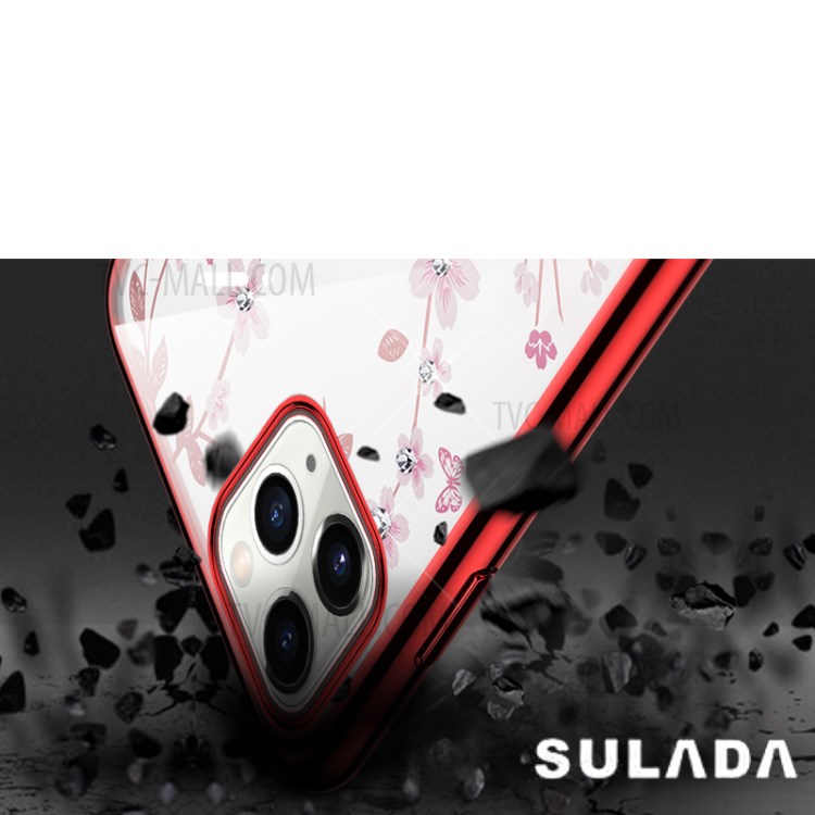 SULADA Blooms Series Rhinestones Decor Design Phone Protector for iPhone 12 mini - Red-3