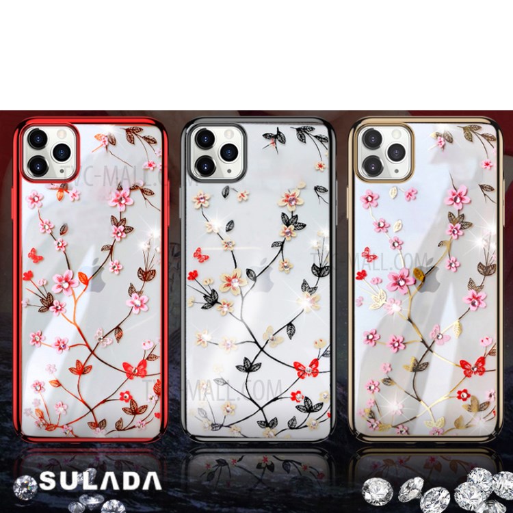 SULADA Blooms Series Rhinestones Decor Design Phone Protector for iPhone 12 mini - Red-5
