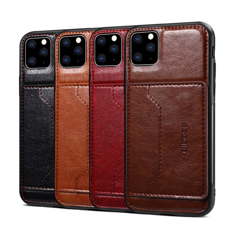 Crazy Horse Texture Coated Leather Phone Protective Shell with Card Holder and Stand for iPhone 12/12 Pro - Brown-6