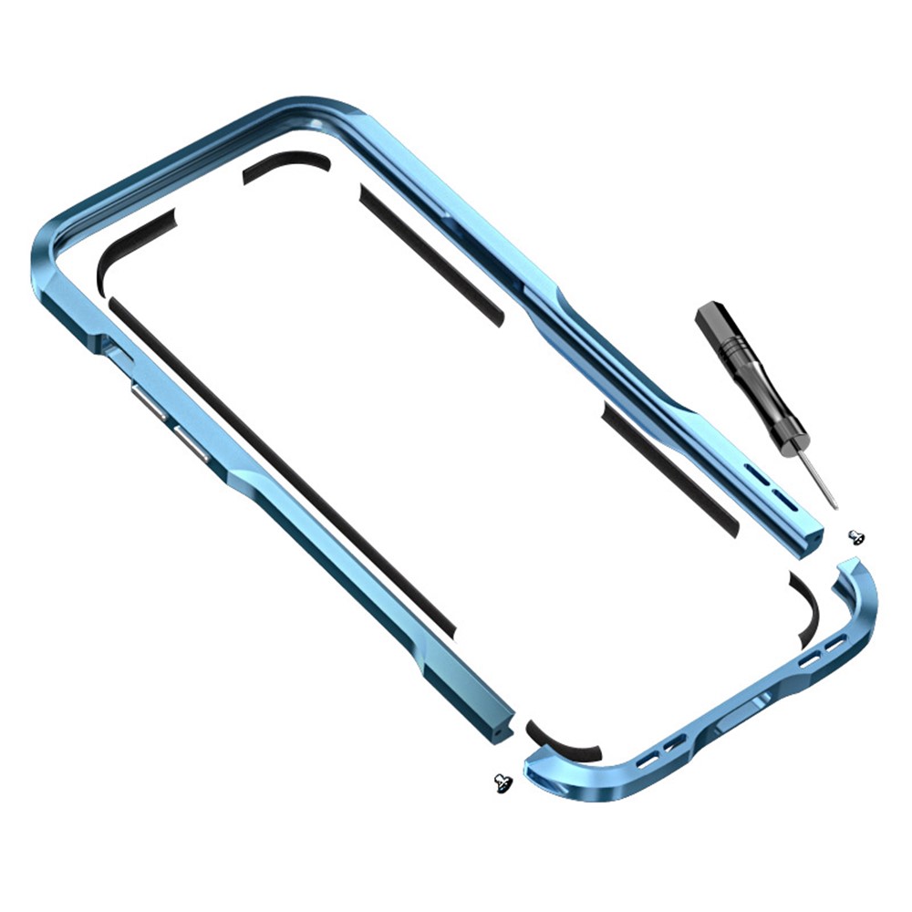 LUPHIE Metal Bumper Cose Für Iphone 12 Pro/12 6,1 Zoll, Robuste, Schocksichere Abdeckung, Null -signal -interferenz, Erhöhter Kantenschutz - Blau