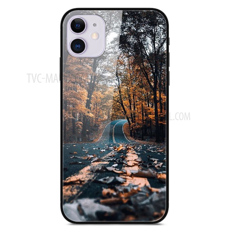 Pattern Printing Glass + TPU + PC Combo Casing Cover for iPhone 12 Mini - Road-1