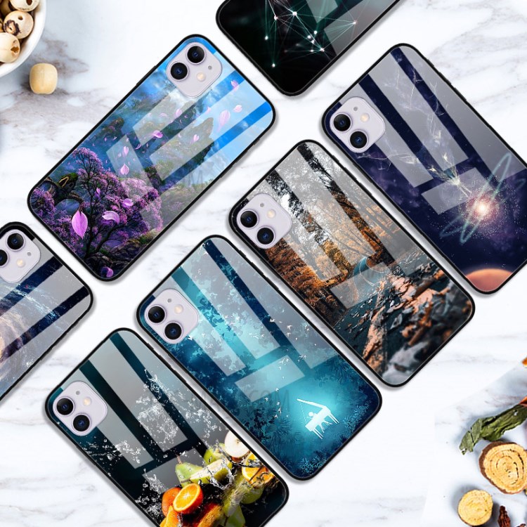 Pattern Printing Glass + TPU + PC Combo Casing Cover for iPhone 12 Mini - Road-3