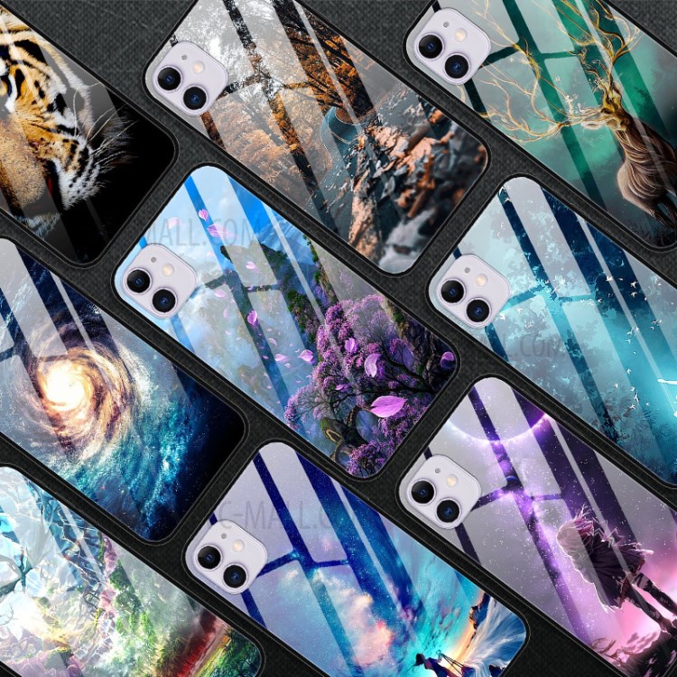 Pattern Printing Glass + TPU + PC Combo Casing Cover for iPhone 12 Mini - Road-4