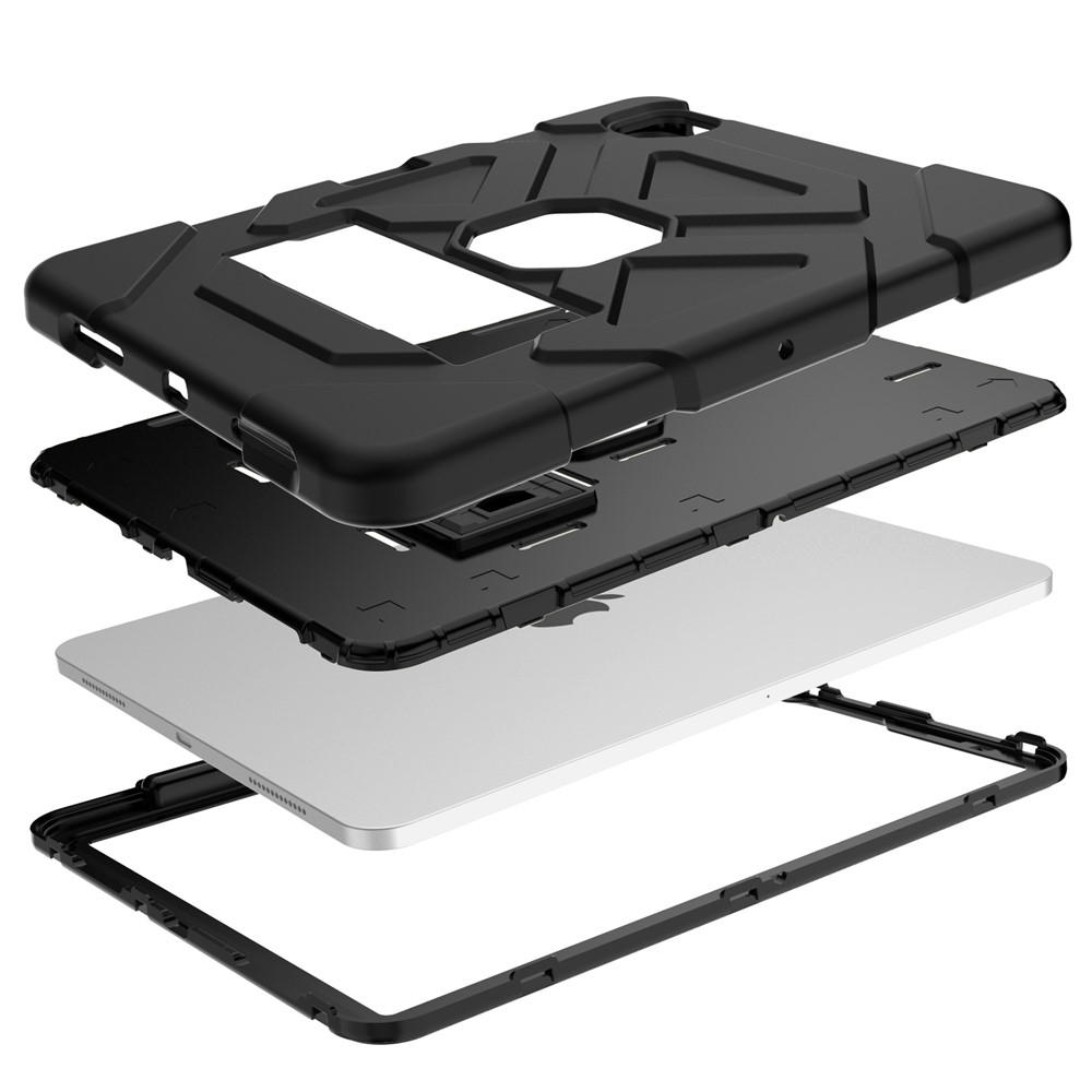 Dual-Color Splicing Shockproof PC + Silicone Protector with Kickstand for iPad Air (2020) - Black/Black-3